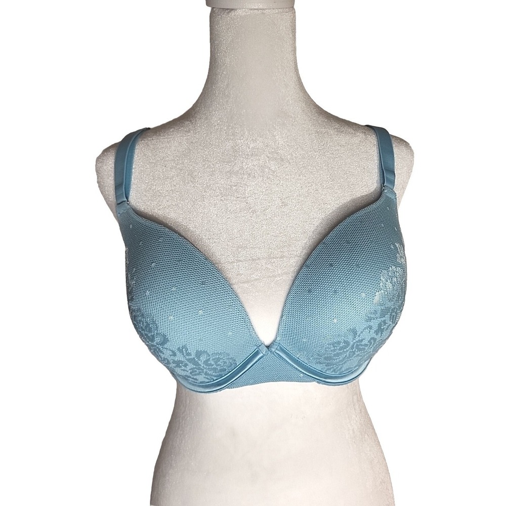 Secret Treasures Light Blue Lace Padded‎ Underwire T Shirt Bra Size 36D [269]
